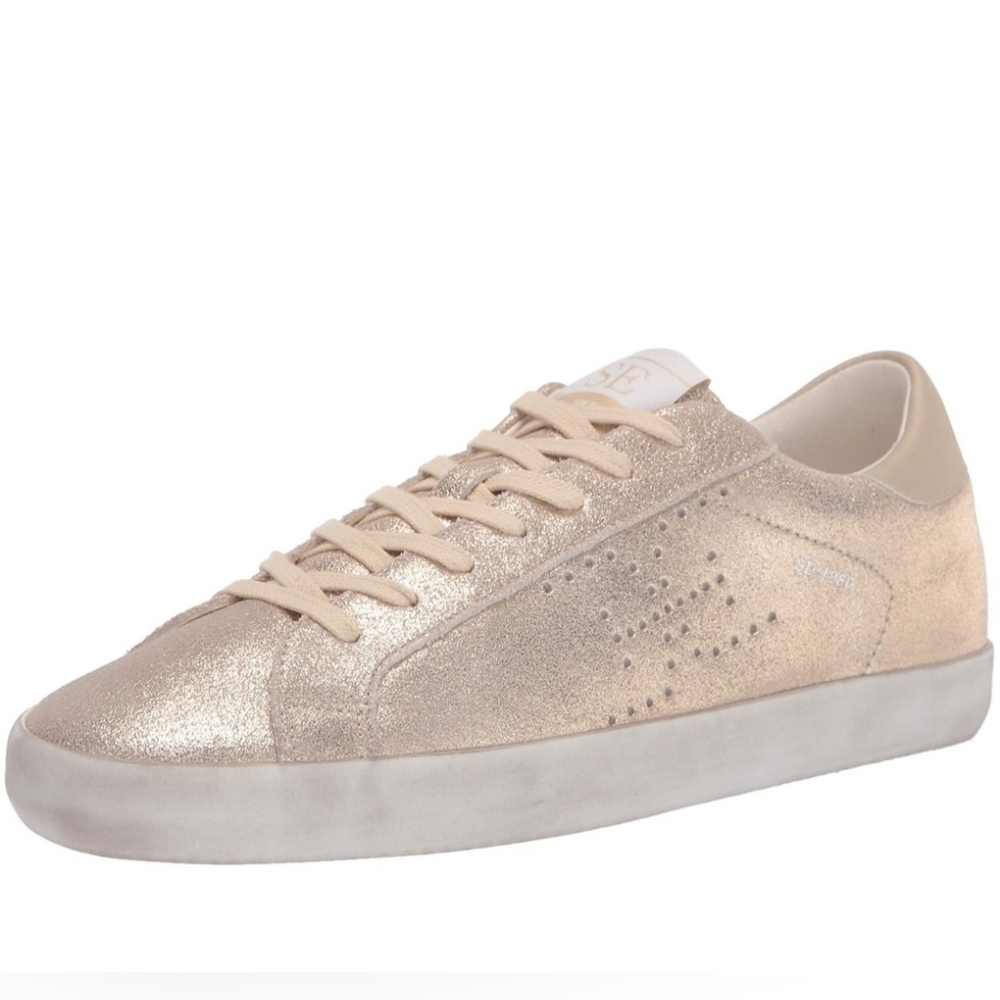 Women's Metallic Beige Low-Top Sneakers
